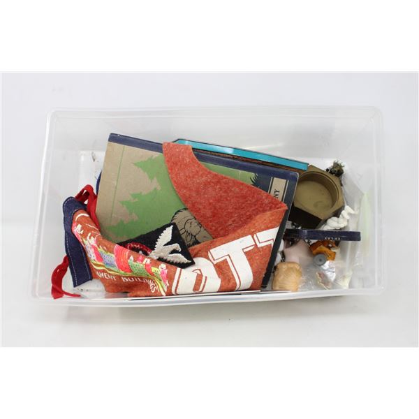 BIN OF ASSORTED ESTATE COLLECTIBLES MADAME