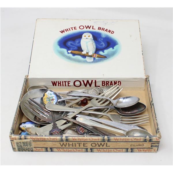 BOX FULL OF STERLING SILVER AND OTHER CUTLERY