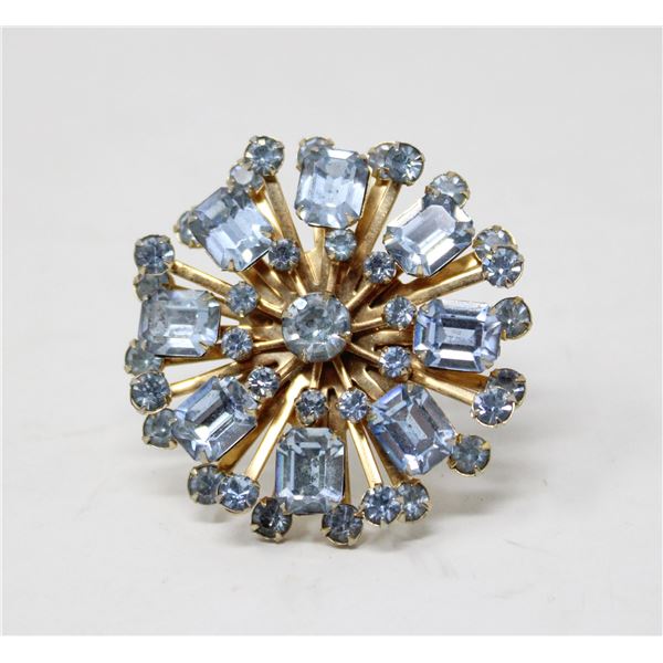 BLUE RHINESTONE BROOCH