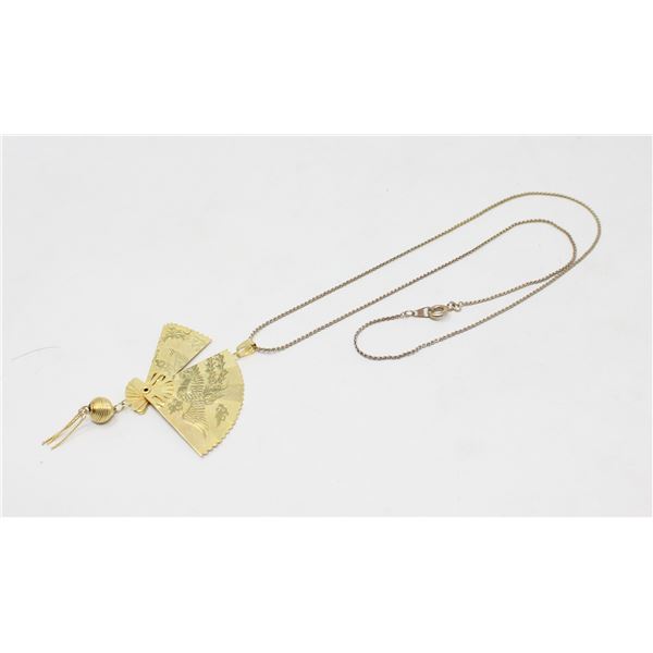 GOLD TONE ASIAN STYLE FAN PENDANT