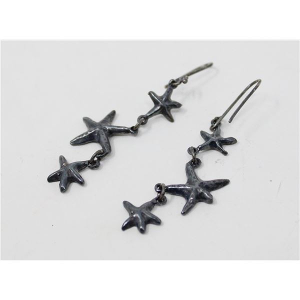 SILVER TONE STARFISH DROP EARRINGS