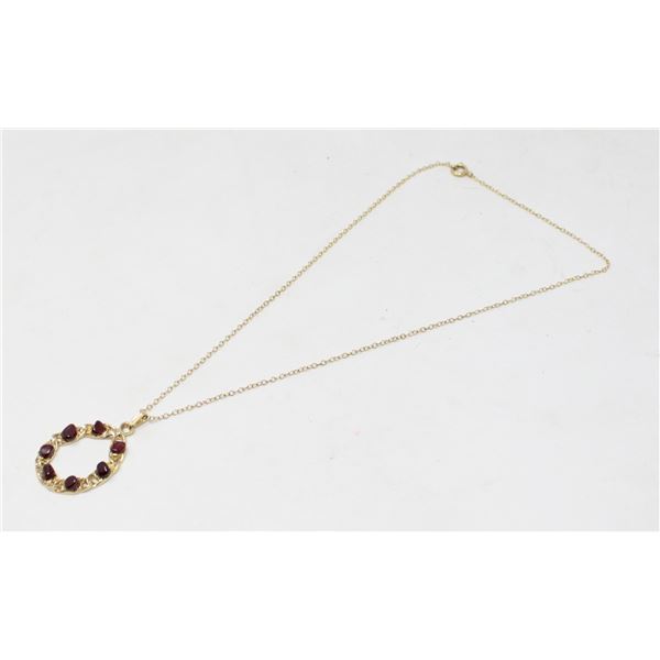 GOLD TONE WITH RED STONE NECKLACE