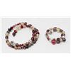 Image 1 : ART GLASS BEADED NECKLACE AND BRACELET