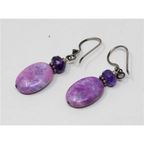 PURPLE STONE DROP EARRINGS