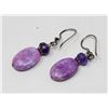 Image 1 : PURPLE STONE DROP EARRINGS