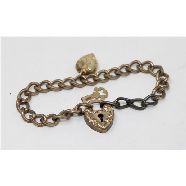 BRACELET WITH TINY HEART LOCKET AND KEY