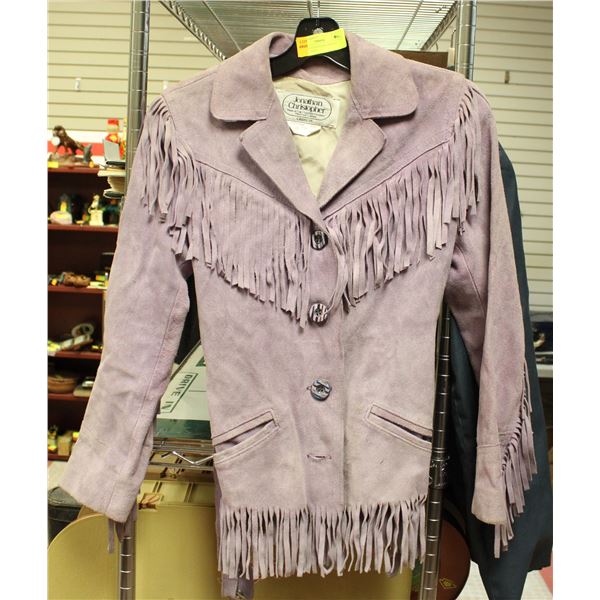 1970S LADIES LEATHER FRINGE JACKET SIZE S