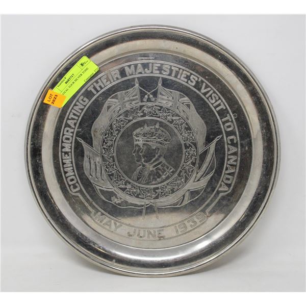 1939 ROYAL TOUR SILVER TONE PLATE