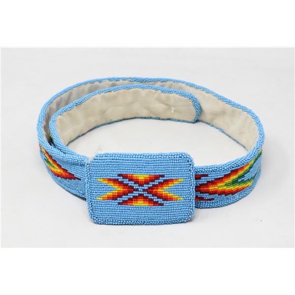 INDIGENOUS BEADED BELT BLUE 31-34 IN