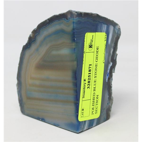 POLISHED BLUE STONE GEODE SECTION
