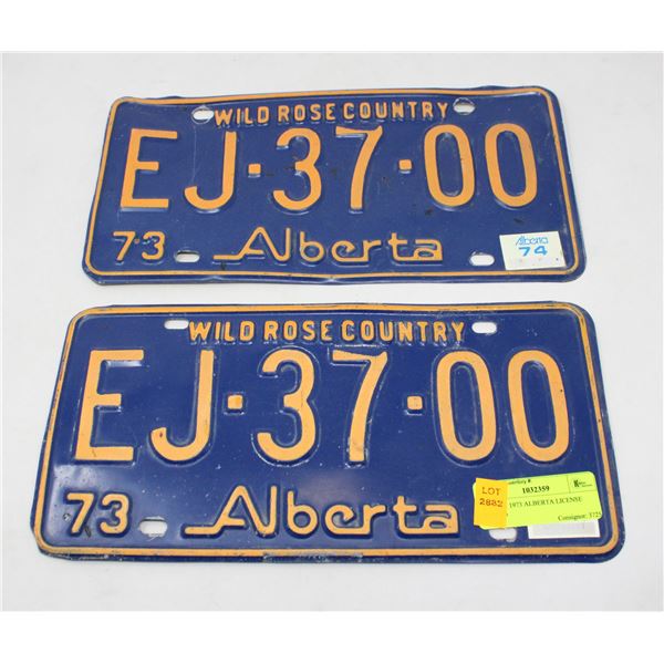 PAIR OF 1973 ALBERTA LICENSE PLATES
