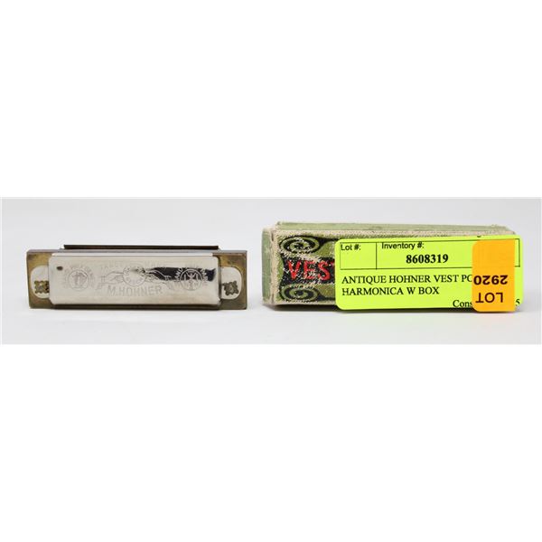 ANTIQUE HOHNER VEST POCKET HARMONICA W BOX