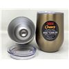 Image 1 : OGGI Cheers Double Wall Stainless Steel Wine Tumbler with Acrylic Lid
