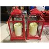 Image 1 : Set of 2 Battery Operated Red Lantern Candles