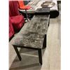 Image 2 : 3 Piece Coffee Table Set, Brown Legs with Faux Marble table Top - 1 Coffee Table, 2 Side Tables