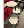 Image 2 : 3 Tier Plant Stand - Metal Stand with Marble Table Tops