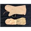 Image 1 : World War II 1943 dated pair of mismatched gloves - one Canadian/ one British