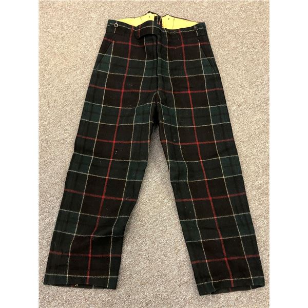 British Trews Highland Black Watch Tartan Trousers - size 17 (war time issue, some mothing not distr