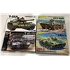 Image 1 : Four 1/35th Scale Started Military Model Tank Armour Kits - 1 Tamiya/ 1 Revell/ 2 Zvezda Russian