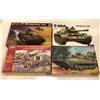 Image 1 : Four 1/35th Scale Started Military Model Tank Armour Kits - 1 Tamiya/ 1 Trumpeter/ 1 Dragon/ 1 ICM (