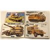Image 1 : Four Modern American 1/35th Scale Started Military Model Tank Armour Kits - AFV Club/ Tamiya/ Academ