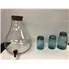 Image 1 : Three mason jars (assorted sizes) & punch jar with tap