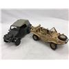 Image 1 : Two vintage metal stamped 1/24th scale German World War II Staff Cars - Kuba Wagon & Schwinn Wagon b
