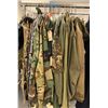 Image 2 : Rack of Military Clothing includes Approx. 14 Jackets, 3 pants, and 2 vests