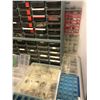 Image 3 : Shelf Lot of Storage Containers - w/ watch and model parts and more