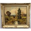 Image 1 : Original Oil Painting of Landscape with Mountains and Brook - by H. Hopf