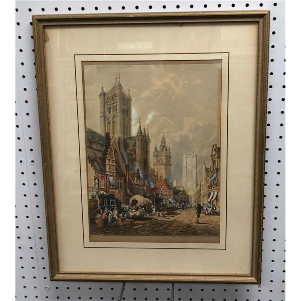 Original coloured pencil drawing signed by artist from the 1700s - approx. 17in x 21in