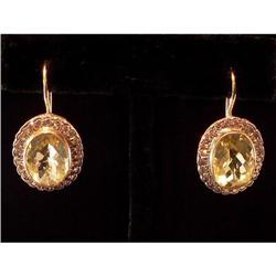 Antique 18K Gold Diamond Topaz Earrings  #2353676