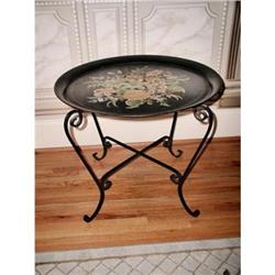 Tole Tray Table France 19th Century Hand Paint #2353704