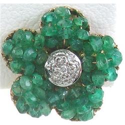 18K Gold 3ct Emerald 1970's Retro Post Earrings#2353774