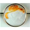 Image 1 : GOLD CAMEO PIN PENDANT HANDCARVED #2353976