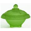Image 1 : Walther ROSEN Green Art Deco Glass Powder Jar #2354132
