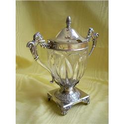 19thC Sterling Mustard Pot~Bacchus God Handles/#2354312