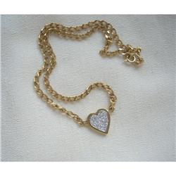 Vint.Italian 18K YGold  chain/pave' Dia.Heart #2354316