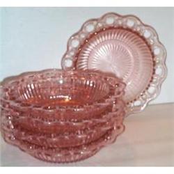 Five Old Colony Pink Ribbed Salad Bowls #2354321