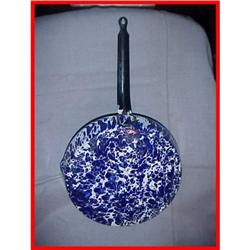 Antique Cobalt Blue/White Graniteware Skillet #2354354