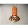 Image 1 : 18K Carved Coral Diamond Ruby Sapphire Brooch #2354388