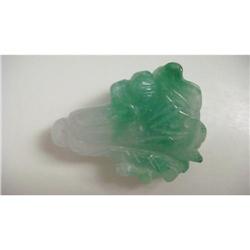 Chinese carved white & green jade Pendant #2354496