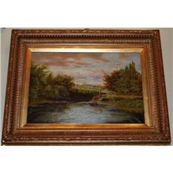 Large Lake Landscape Painting Oil on Canvas  #2390541