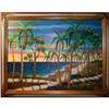 Image 1 : ORIG PAINTING TROPICAL ISLAND GARDEN BEACHSCAPE#2390912