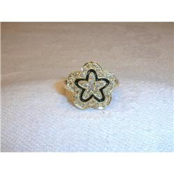 Estate 14K Gold Pave Diamond Enamel Star Ring #2391141
