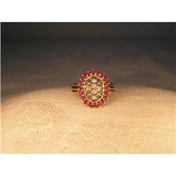 Estate 14K 10K Gold Filigree Ruby Diamond Ring #2391153