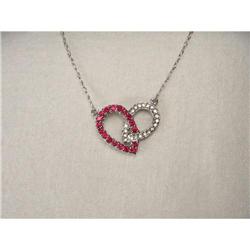 14K WG Gold Diamond Ruby Heart Necklace #2391182