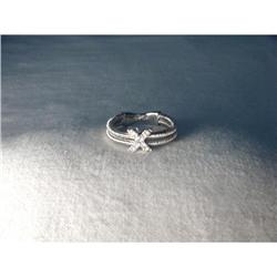 18K White Gold WG Diamond X Mesh Band Ring #2391241