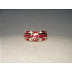 14K YG Gold Ruby Diamond Wedding Band Ring #2391242