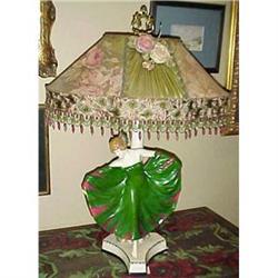 Pottery dancer lamp custom beaded shade #2391267